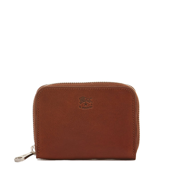 Cestello | Portefeuille zippé pour homme en cuir vintage couleur sépia