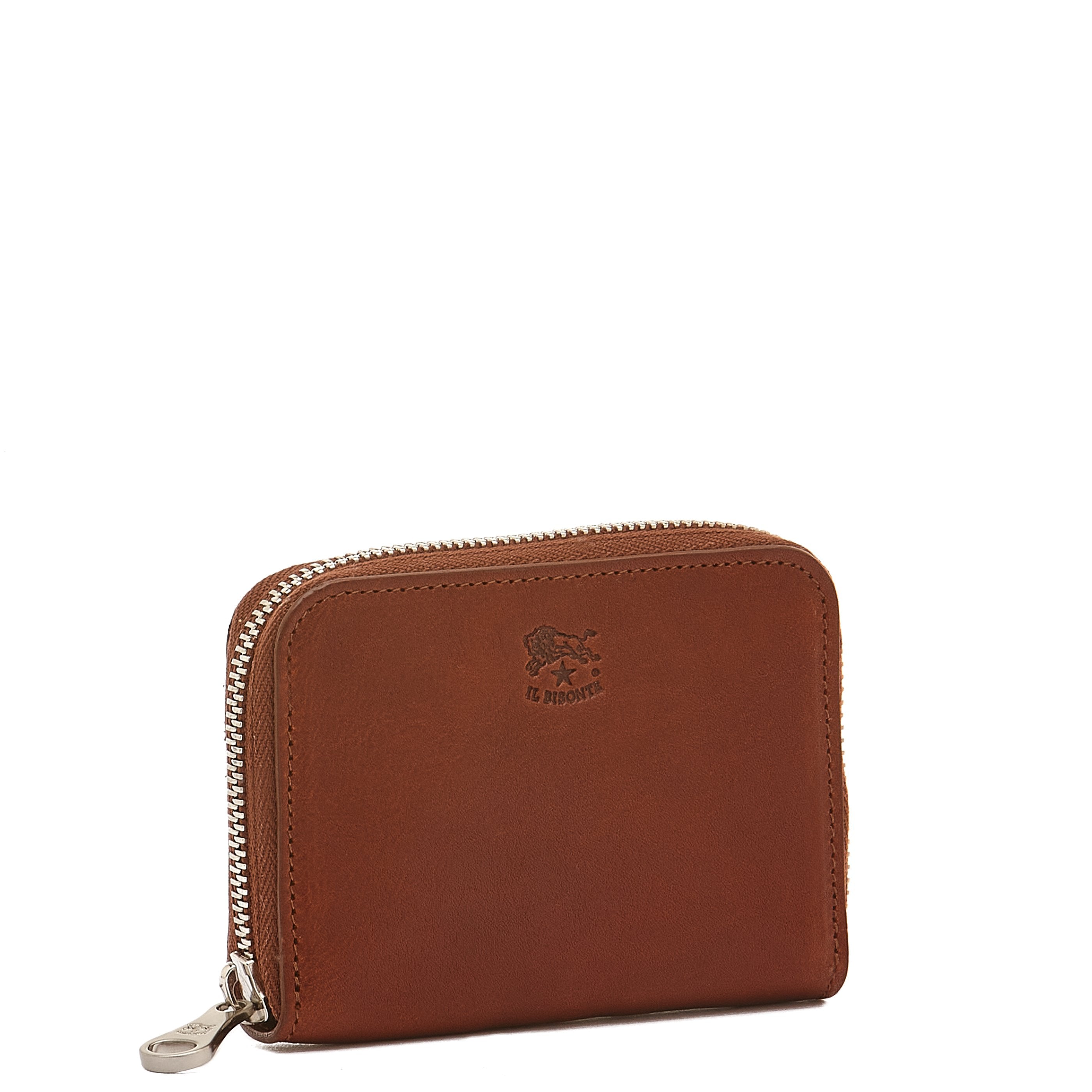 Cestello | Men's zip around wallet in vintage leather color sepia