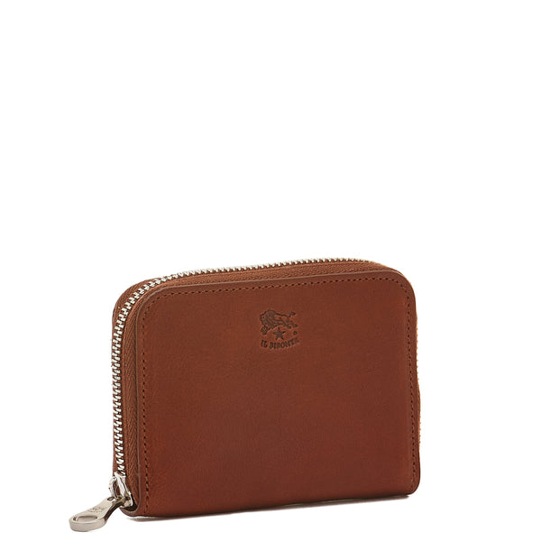 Cestello | Men's Zip Around Wallet in Vintage Leather color Dark Brown Seppia
