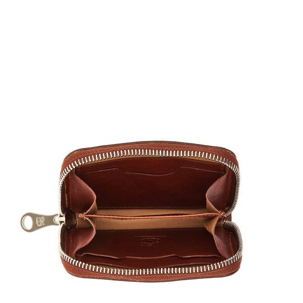 Cestello | Men's zip around wallet in vintage leather color sepia