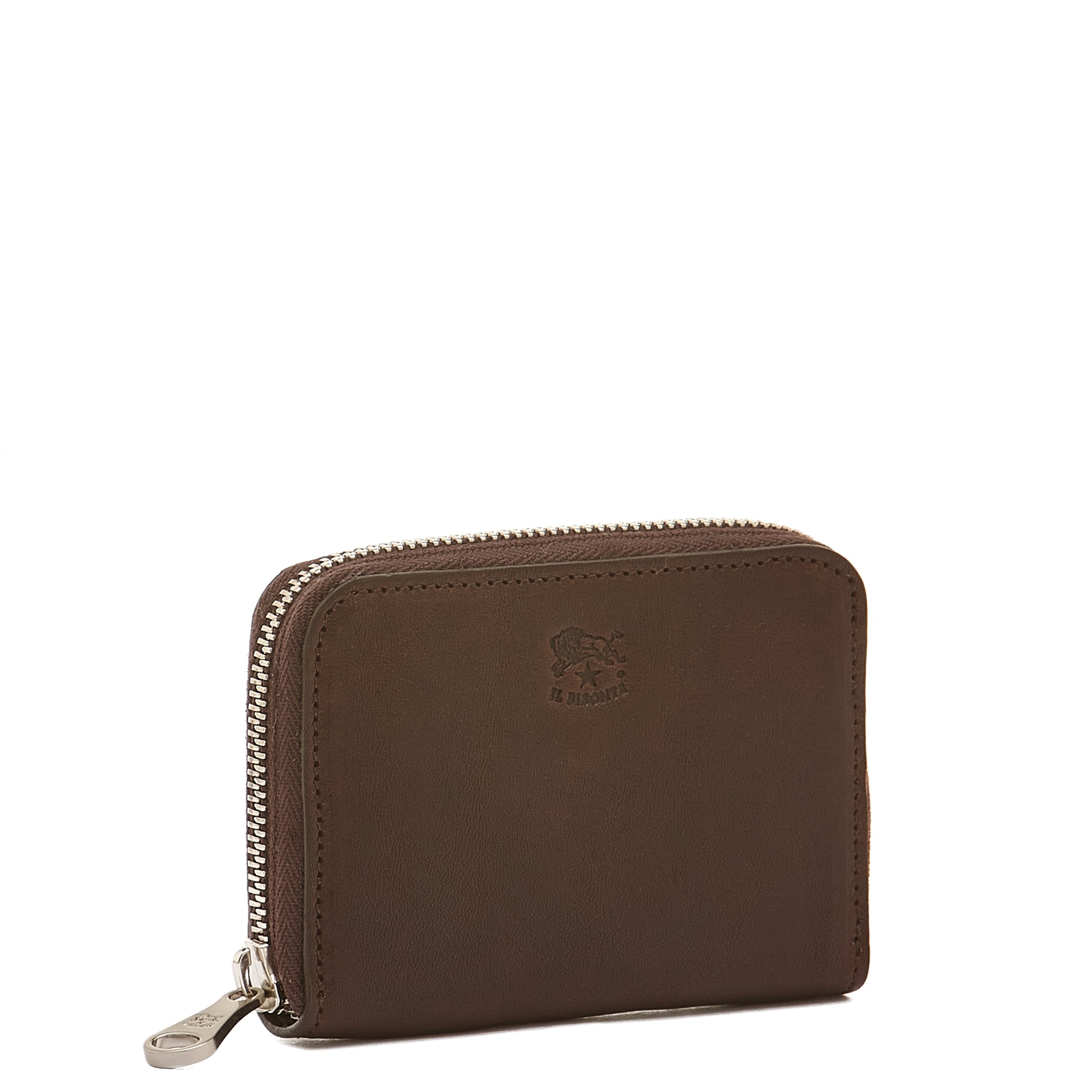 Cestello | Men's zip around wallet in vintage leather color coffee