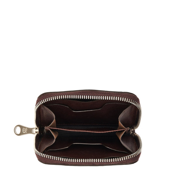 Cestello | Men's Zip Around Wallet in Vintage Leather color Coffee